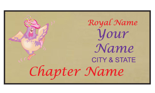 Gold Rectangle name Badge Artwork 27 pink w hat